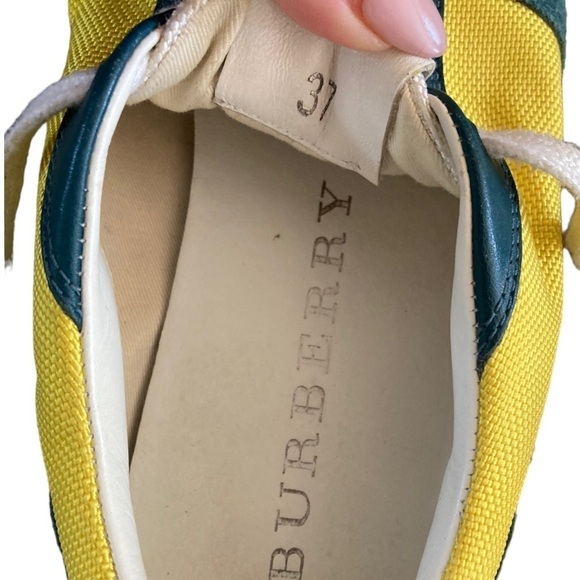 Burberry Pop Suede Nylon Sneakers Runners Teal and Yellow - Picture 10 of 14